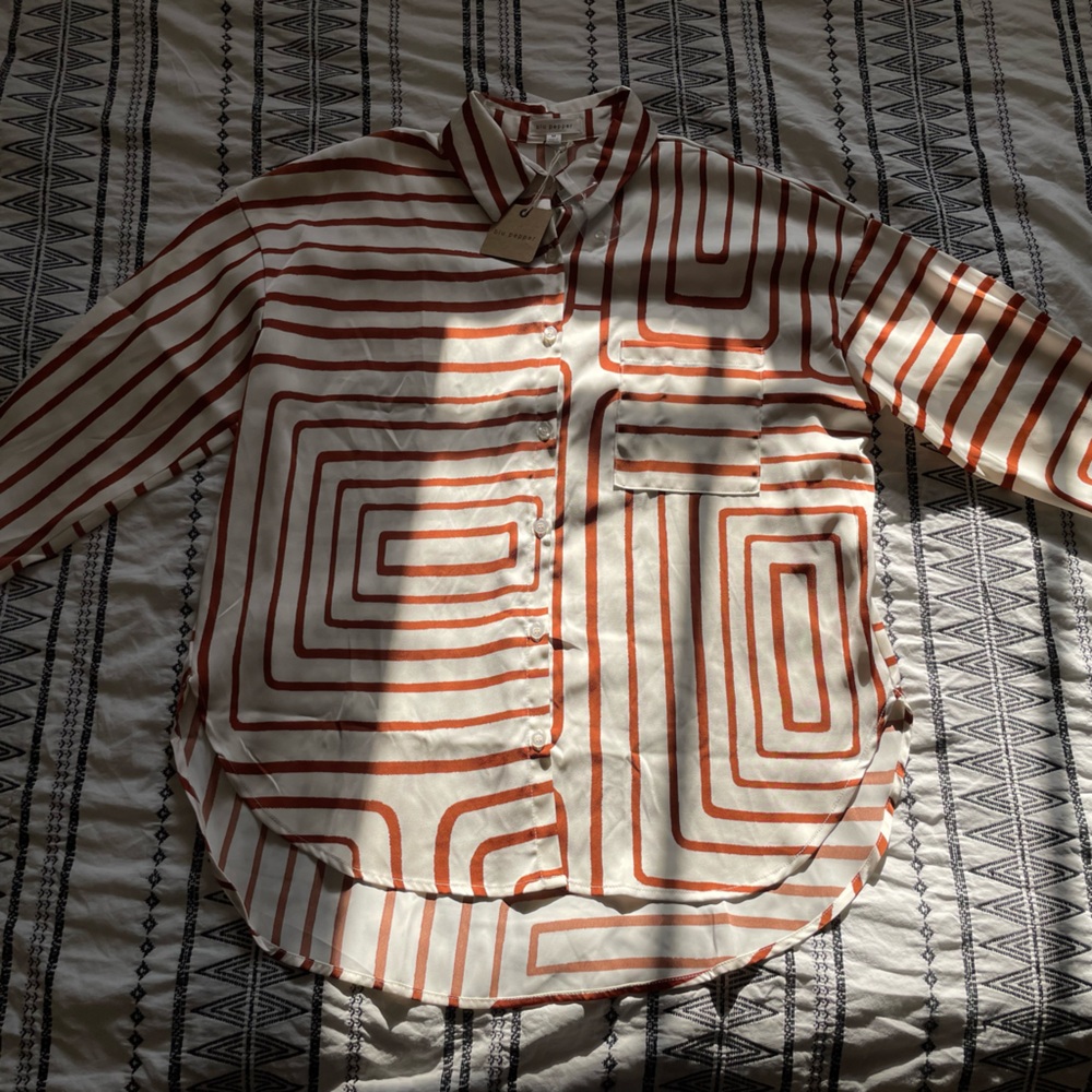 Blu Pepper | Geometric Patterned Button-Down Shir… - image 6